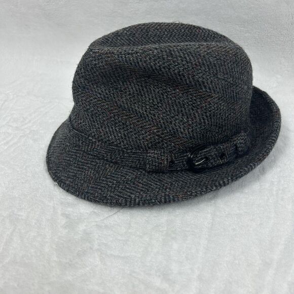 Kangol Hat Fedora Vintage Mens Medium Gray Herringbone Wool Lined Union Made USA - Picture 1 of 11
